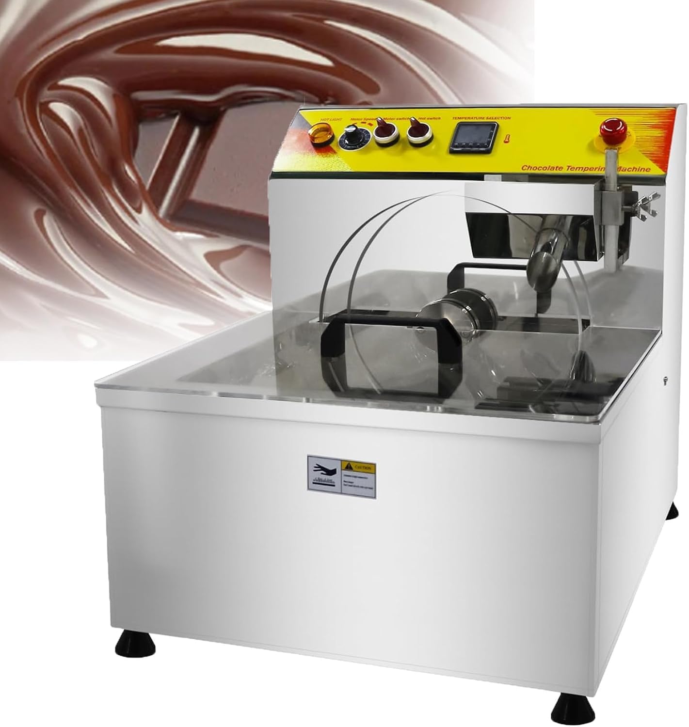 Macchina Tempera Cioccolato Professionale con Vibrazione, 12,4L 600W Scaldacioccolato Acciaio Inossidabile per Pasticceria, Hotel, caffè e Formaggio - Controllo Digitale Temperatura