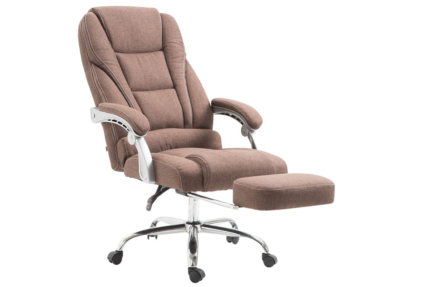 CLP Sedia Ufficio Pacific In Stoffa I Poltrona Direzionale Ergonomica Imbottita Con Poggiapiedi Carico Max 150 KG Colore:marrone