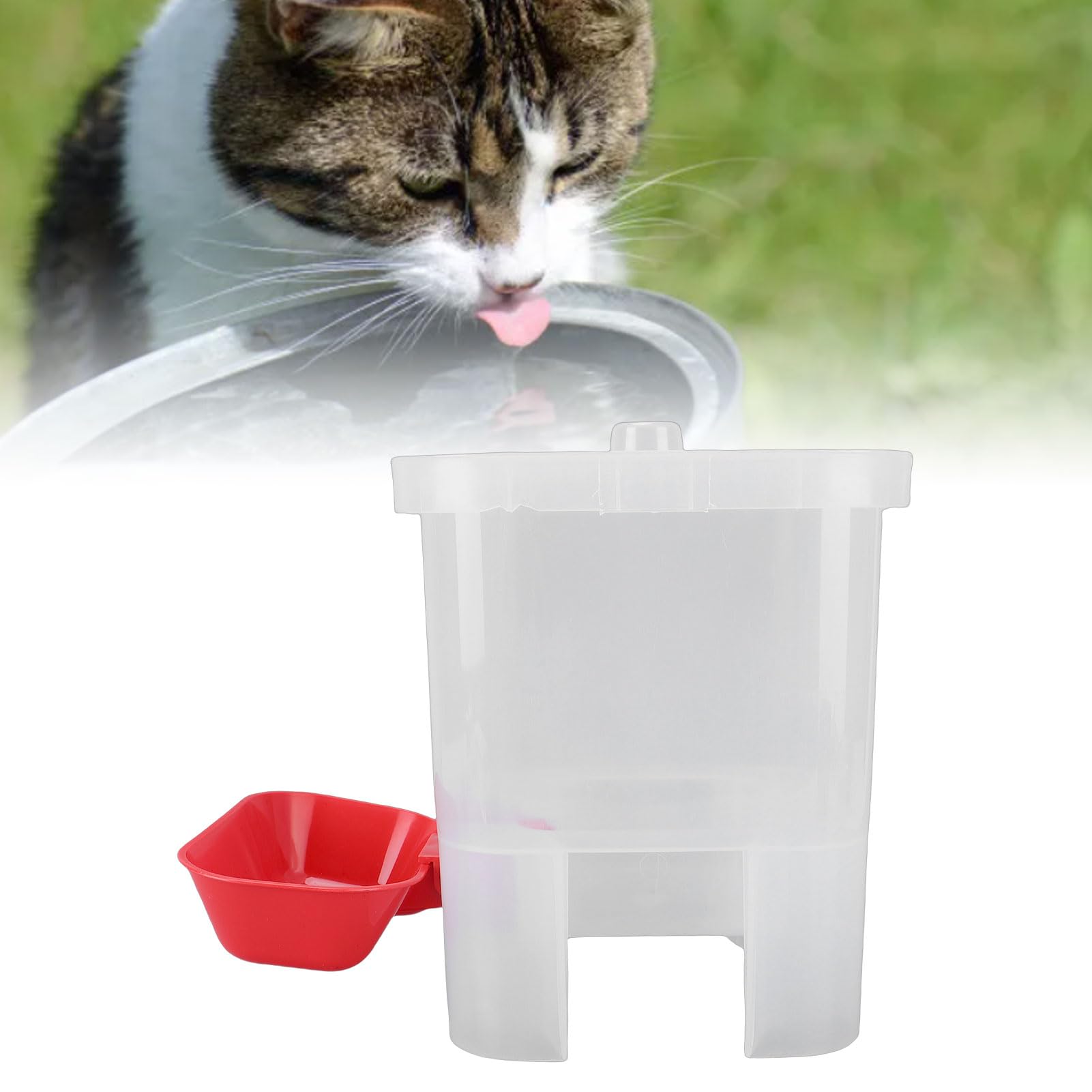 Diydeg Distributore automatico di acqua per animali domestici, sistema di circolazione continua per acqua dolce, plastica robusta, non necessita di elettricità, con ciotola rimovibile per gatti, cani