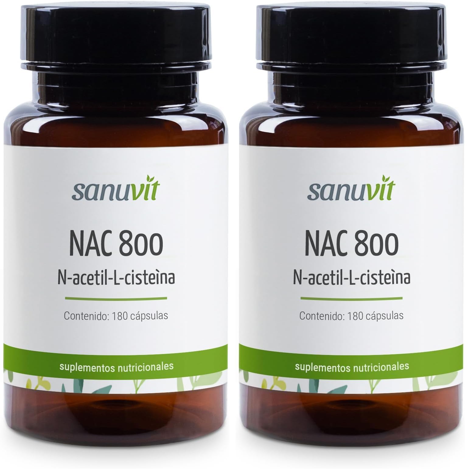 Sanuvit® NAC - N-Acetil L-Cisteína 180 cápsulas con 800 mg cada una | Alta biodisponibilidad y tolerancia | Vegano (Paquete de 2)