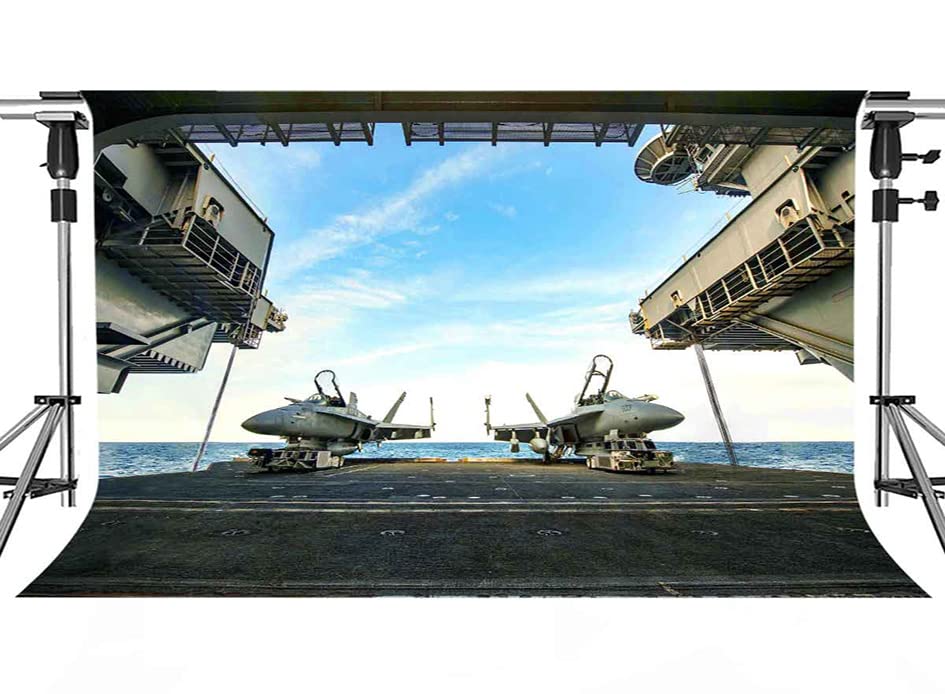 Fondo de portaaviones 5x3ft para fotografía temática militar miniatura 3