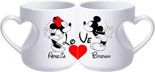 Miniatura 6 de Juego de tazas personalizadas con nombre MM: Tazas personalizadas para su porcelana a juego para compromiso de boda, boda, San Valentín, novio,