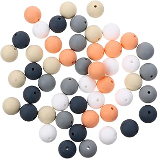 Toyvian 50 Peças Contas De Silicone Para Dentição Contas De Silicone Contas Para Mastigar Contas Redondas Contas De Silicone Brinquedo De Dentição De Silicone Brinquedos Para Mastigar