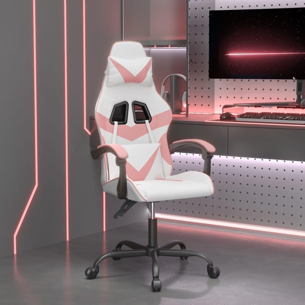 Générique Chaise de Jeu pivotante Blanc et Rose Similicuir,Meubles,Fauteuils et chaises,Chaises de Jeux,Rose,14.55 KG,349552