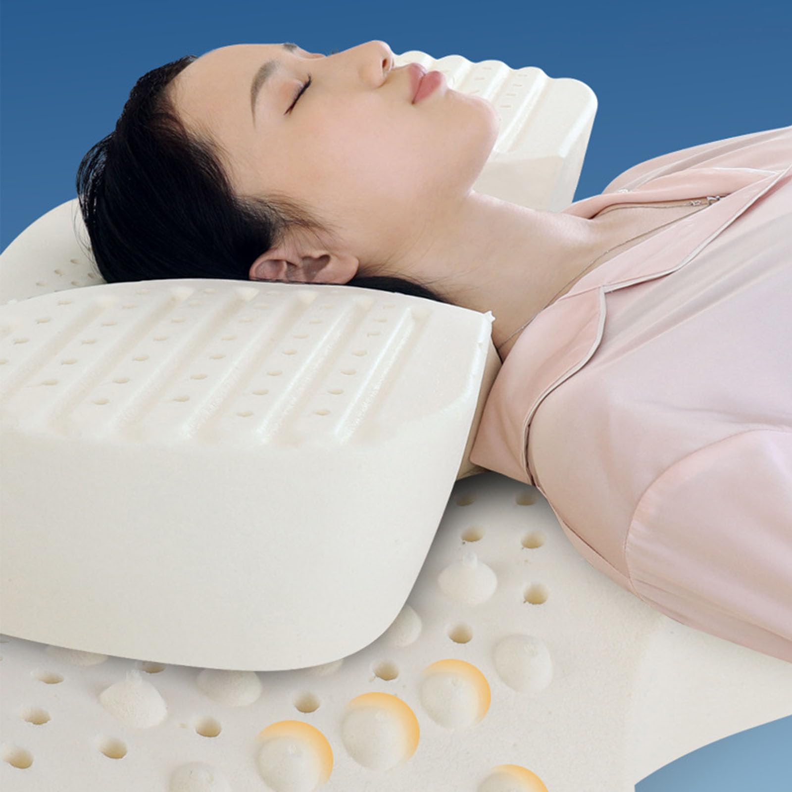Cuscino per Dolori al Collo E alla Schiena, Cuscino per Nevralgia Occipitale Cuscino in Memory Foam, Cuscini Ergonomici Antirughe dal Design Cavo