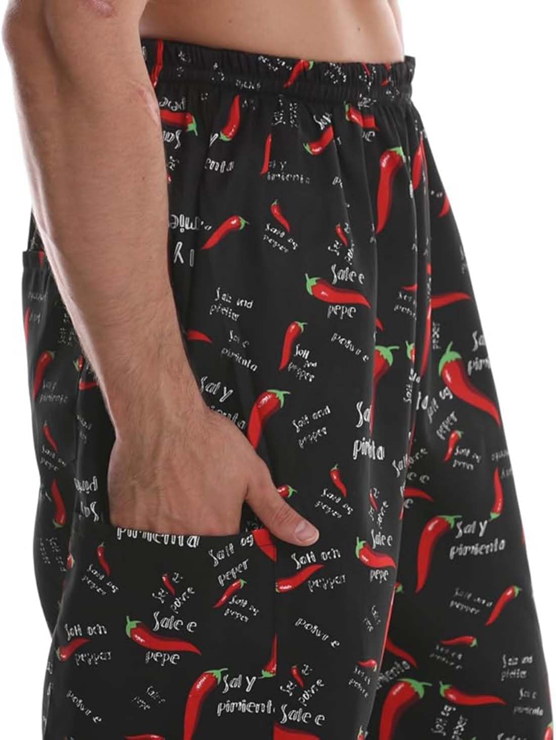 GLSEZID Men's Pepper Print Baggy Chef Pant, Classic Chili Cargo Pant