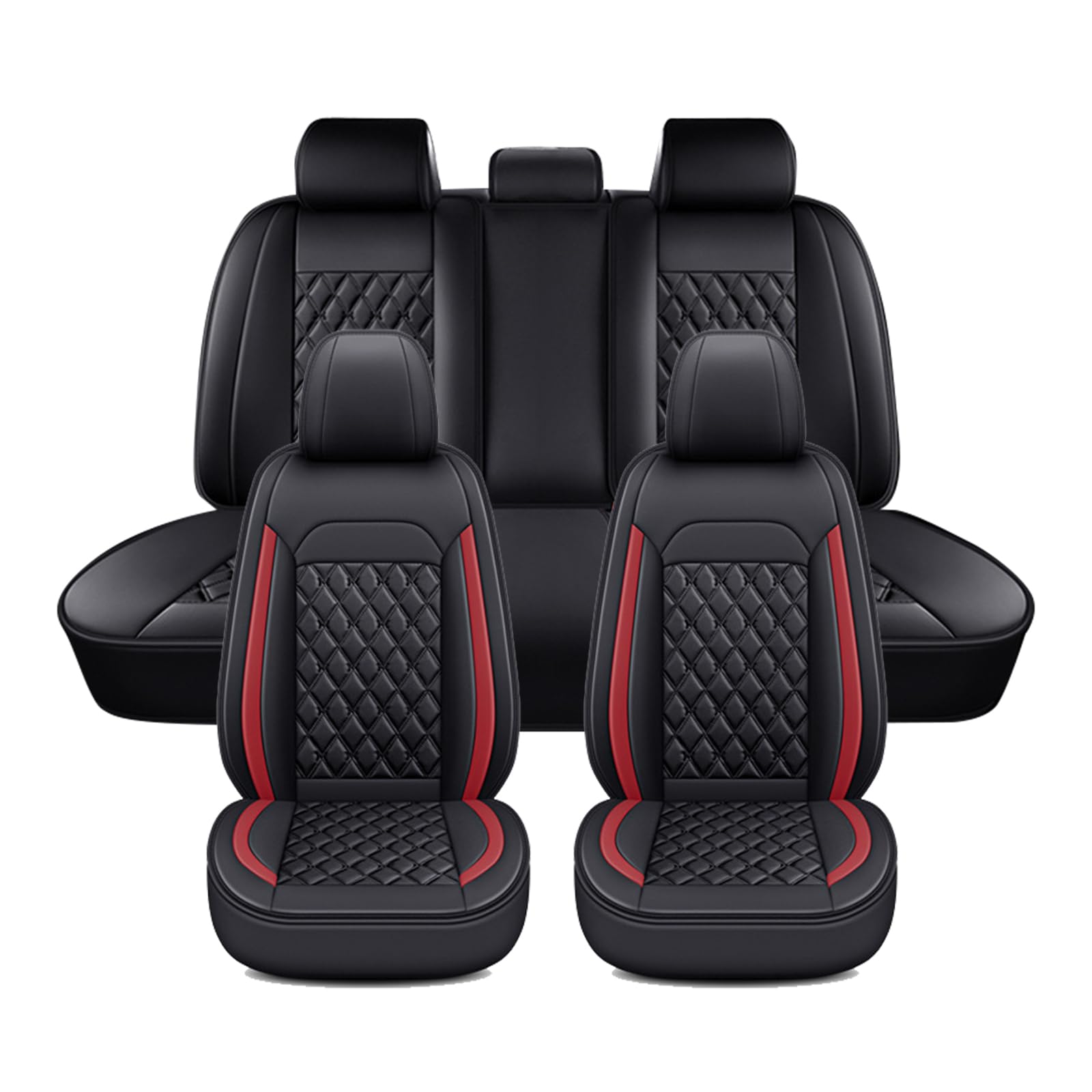 Housses de siège voiture en cuir PU pour Maserati MC20 Cielo jeu complet avant arrière D Black Red