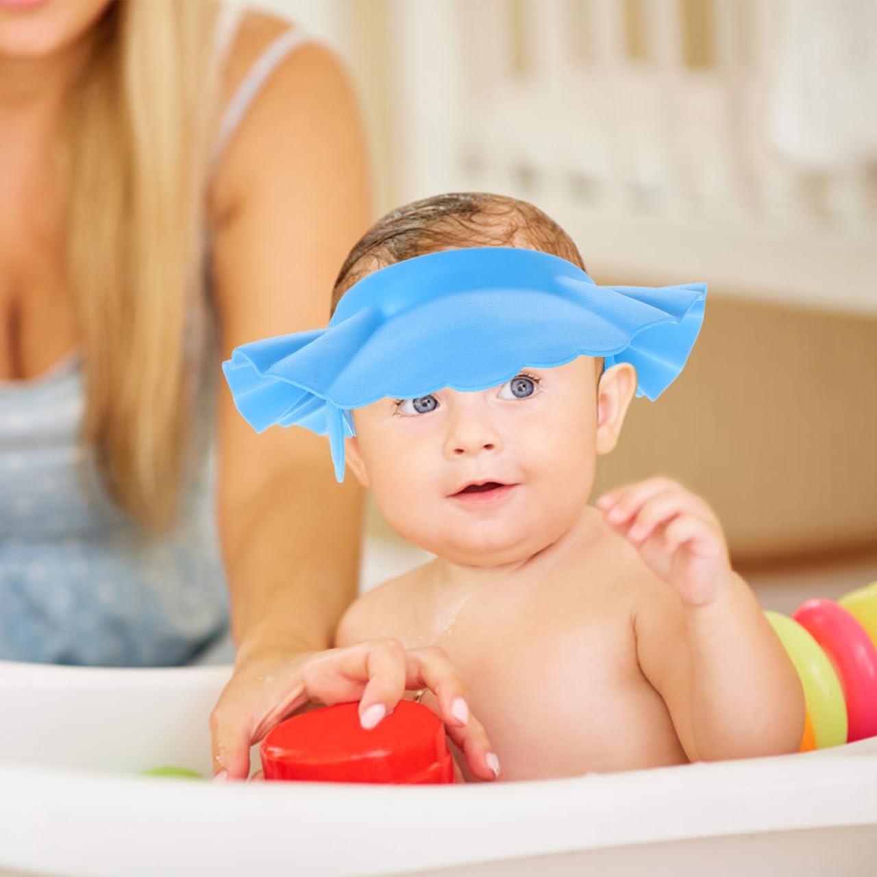 Cuffia Da Bagno Per Bambini - Protezione Orecchie E Occhi, Visiera Morbida Regolabile, Per Shampoo Senza Pianti - Foto 8