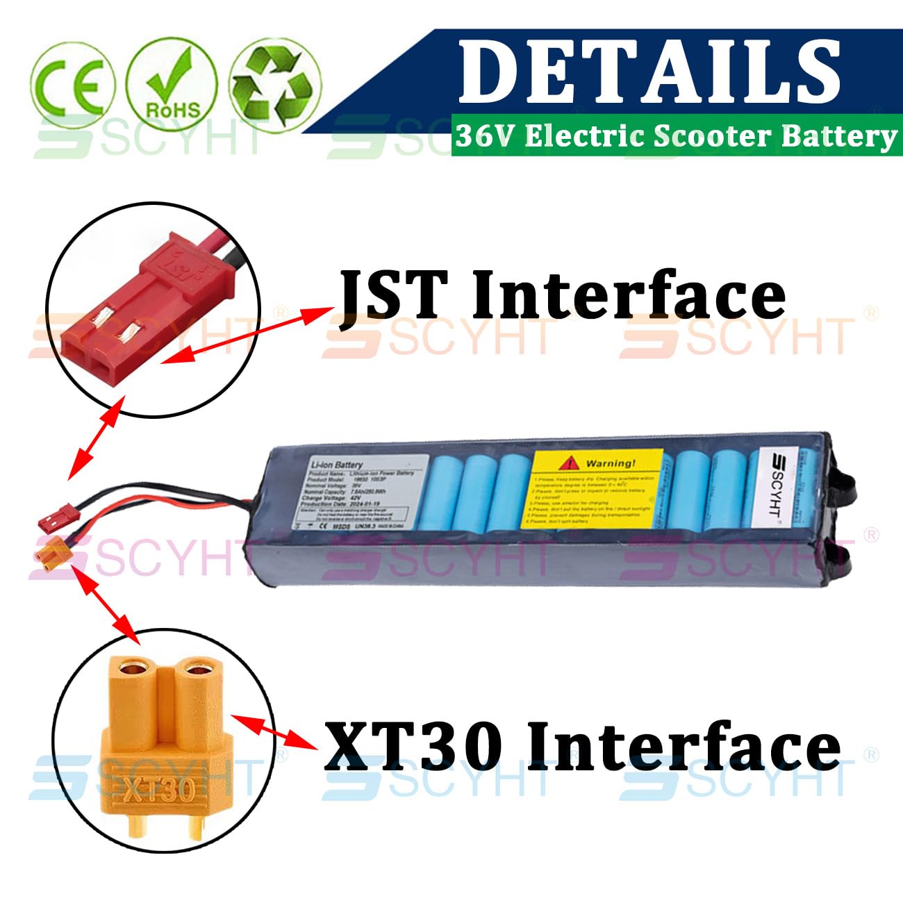 36 V Batterie vélo électrique 10S3P Batterie au Lithium