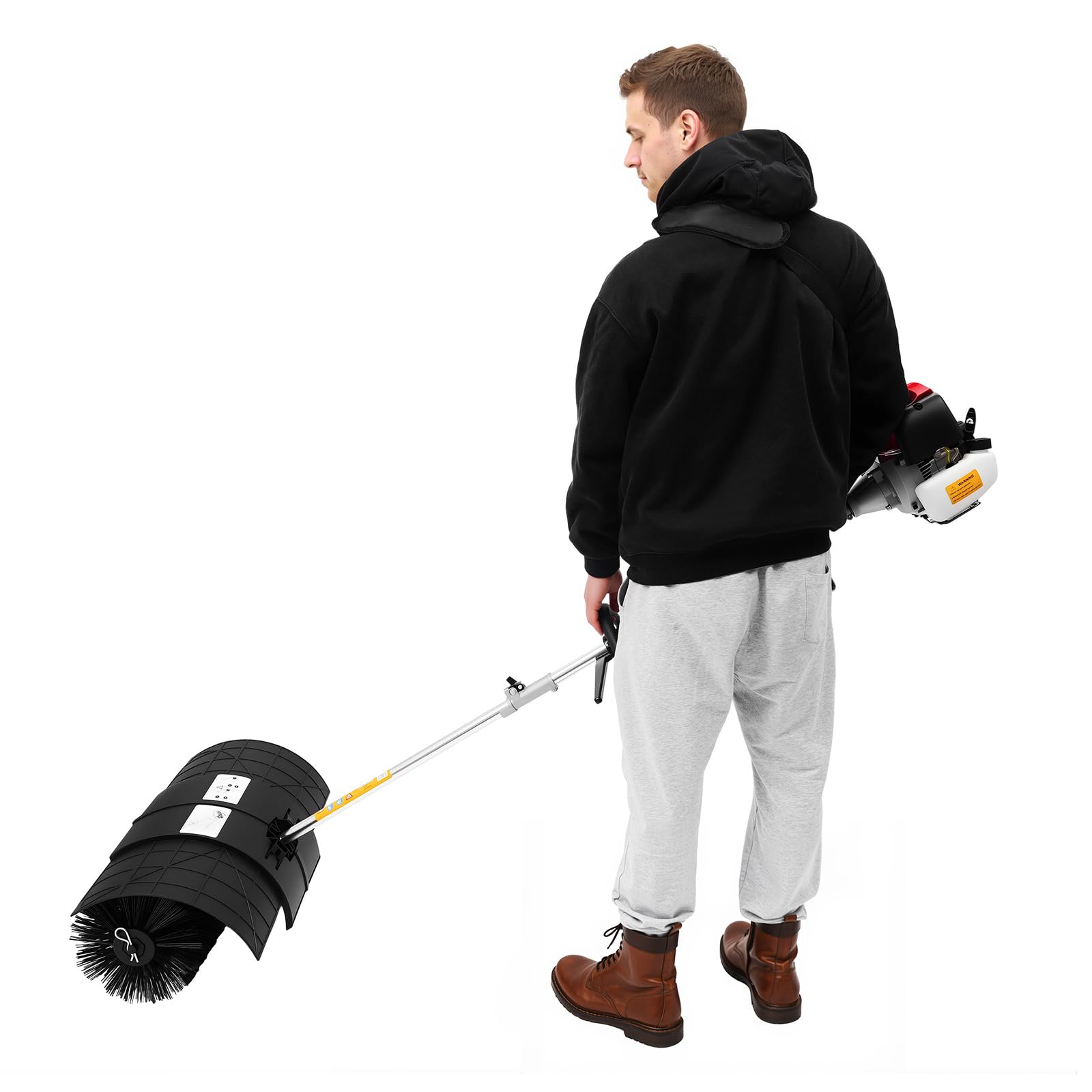 1700W Motorbesen Benzin Kehrmaschine Schneefräse Räumgerät Schnee Sweeper Schneeschieber Benzin Motorbesen Schneefräse 52CC Benzin Motorbesen Kehrmaschine Handkehrmaschine Kehrbesen
