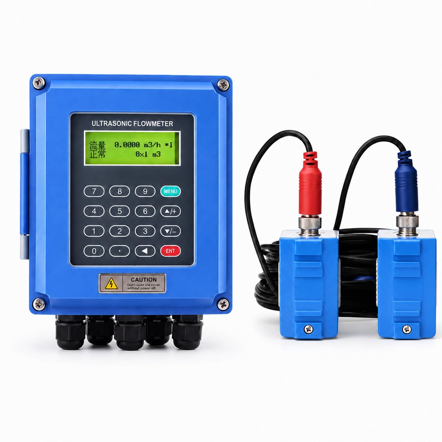 Digitaler Wasserdurchflussmesser, LCD Durchflussmesser Mit Sensor, Clamp-on-Montage, Messgenauigkeit ±1%, Messzyklus 2 Mal/S, Für Wasser, Meerwasser, Abwasser, öl, Alkohol TL