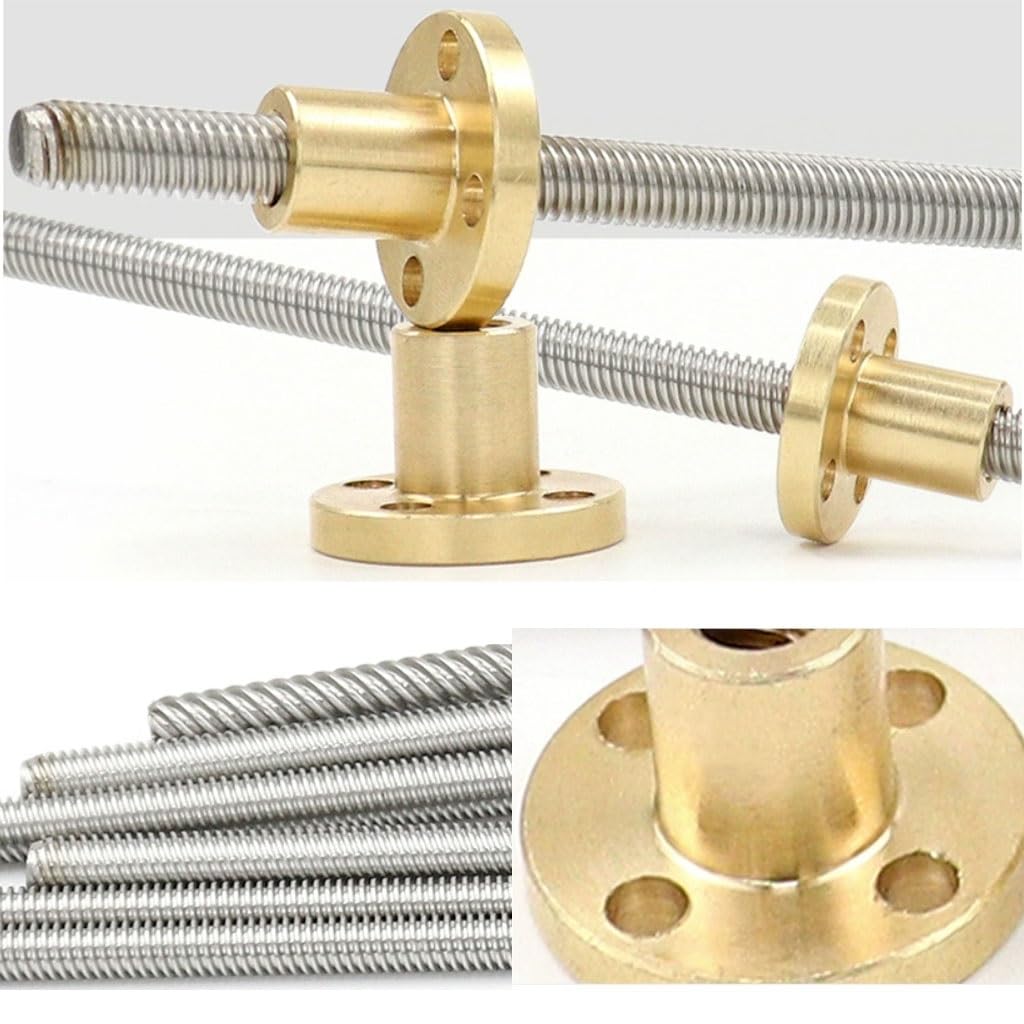 Varilla trapezoidal de acero inoxidable con tornillo de avance T6, con tuerca de cobre, 1 Uds., paso de 100mm, 1mm de avance, 6mm