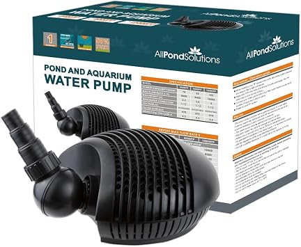 AllPondSolutions Pond Filter Pump 10000 L/H, Fully Submersible - Energy Efficient Koi Fish Waterfall Pump 6mm Solids Handling. 10000PP