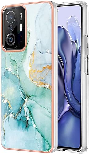 Miniatura 1 de Monwutong Funda de teléfono para Xiaomi 11T, funda para Xiaomi 11T Pro, IMD con patrón de mármol delgado y funda protectora de pantalla y cámara