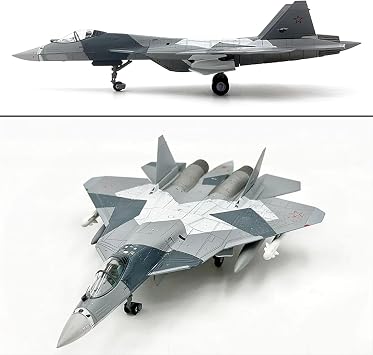SU-57 Fighter Model 1/72 Alloy Model Pre-Build Model Fighter DieCast Metal Airplane Aircraft Models Display Model Kits with Stand Collection or Gift(1/100 SU-35 Camouflage)