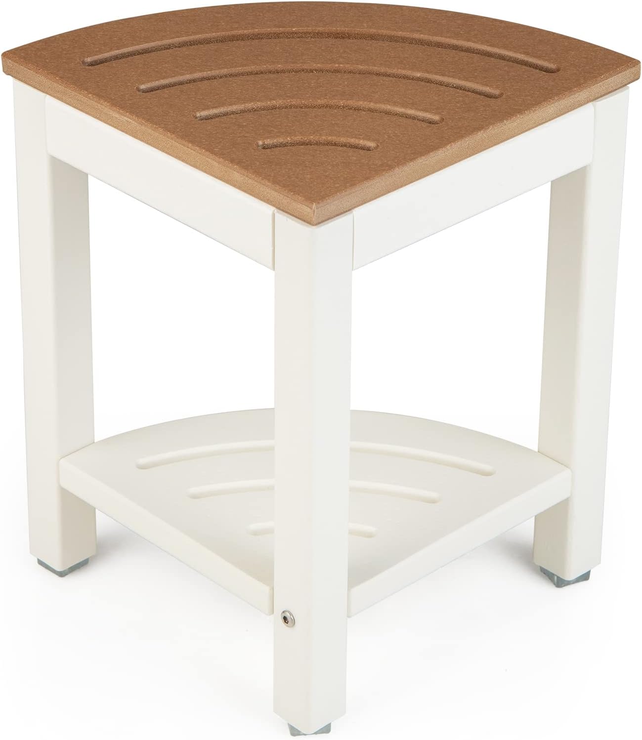 Giantex Corner Shower Stool Waterproof HDPE Shower Bench Seat with Storage Shelf