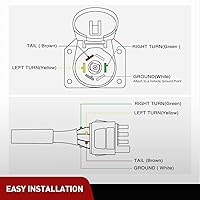 Vista 3 de Nilight Adaptador de remolque de hoja redonda de 4 vías plano a 7 vías, arnés de cableado de 4 pines a 7 pines de conexión eléctrica, conector
