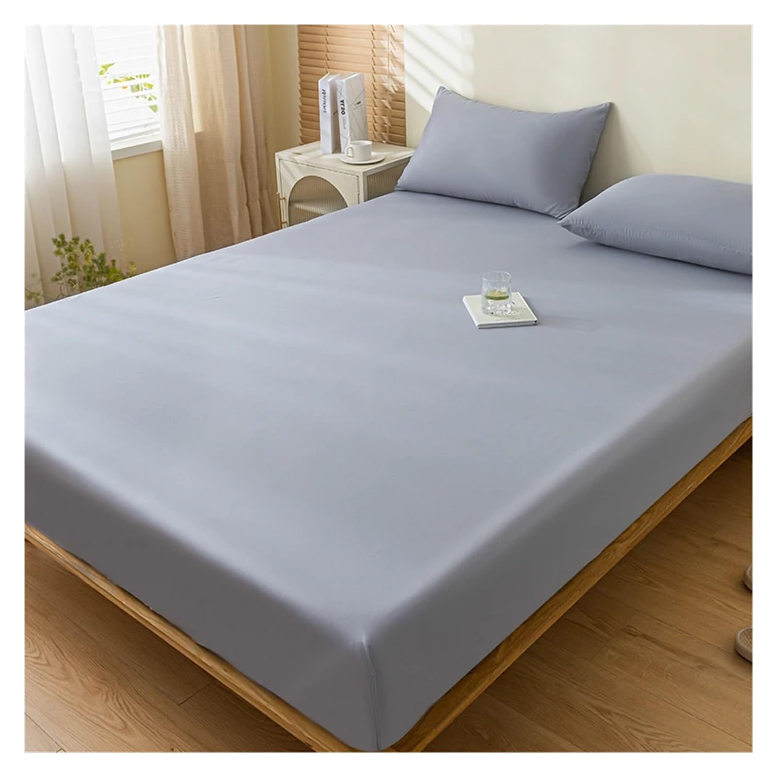 100% wasserdichter Matratzenbezug, Spannbettlaken mit elastischem Band, Rutschfester Matratzenschoner, kompatibel mit Einzel-, Doppel-, Queen- und King-Size-Betten(Grey)