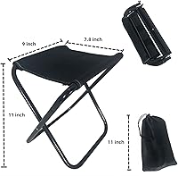 Vista 2 de Mini silla de camping, taburete de pesca de aleación de aluminio plegable al aire libre, taburete de camping portátil, con bolsas de almacenamiento