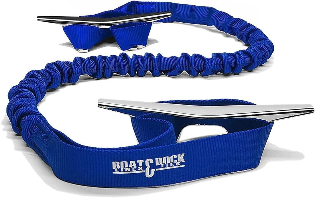 Boat Lines & Dock Ties Boat Dock Tie Bungee Cord, Double 9-Inch Loop Ends, Made in USA, Pack of 2(Blue, 36 inch)