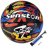 Senston Basketball Größe 7 Outdoor Street Basketbälle für das Training Erwachsene und Anfänger, Red Star