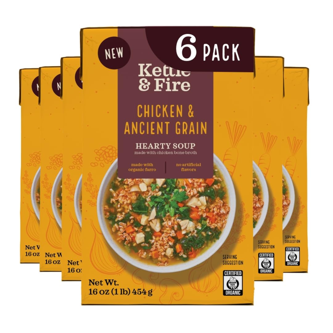 Kettle & FireChicken & Ancient Grain Hearty Soup, 6 pack