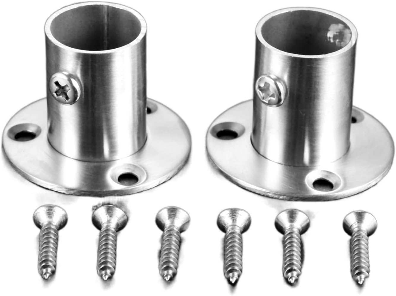 Closet Rod Brackets， Pack Of 2 Wardrobe Rail Supports Stainless Steel Pipe Bracket Flange For 19mm And 25mm Clothes Hanging Rails(19mm)
