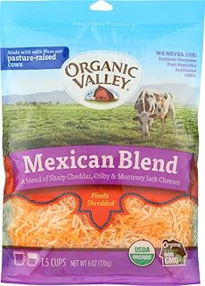 Organic Valley Shredded Mexican Blend Cheese, 6 Ounce