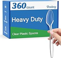 Dealusy 360 Clear Plastic Disposable Spoons - BPA-Free, Heat-Resistant, Heavy Duty Bulk Pack for Parties & Everyday Use