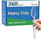 360 Count Clear Plastic Spoons Disposable, BPA-Free, Heat Resistant, Solid and Durable Disposable Spoons Heavy Duty Bulk, Premium Spoons plastic disposable for Party Supply