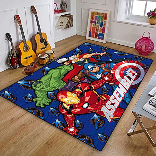 hengyuanxiang Niños Spiderman Felpudo Capitán América Alfombra Piso Dormitorio Baño Cocina Felpudo Antideslizante C2952 120X180Cm