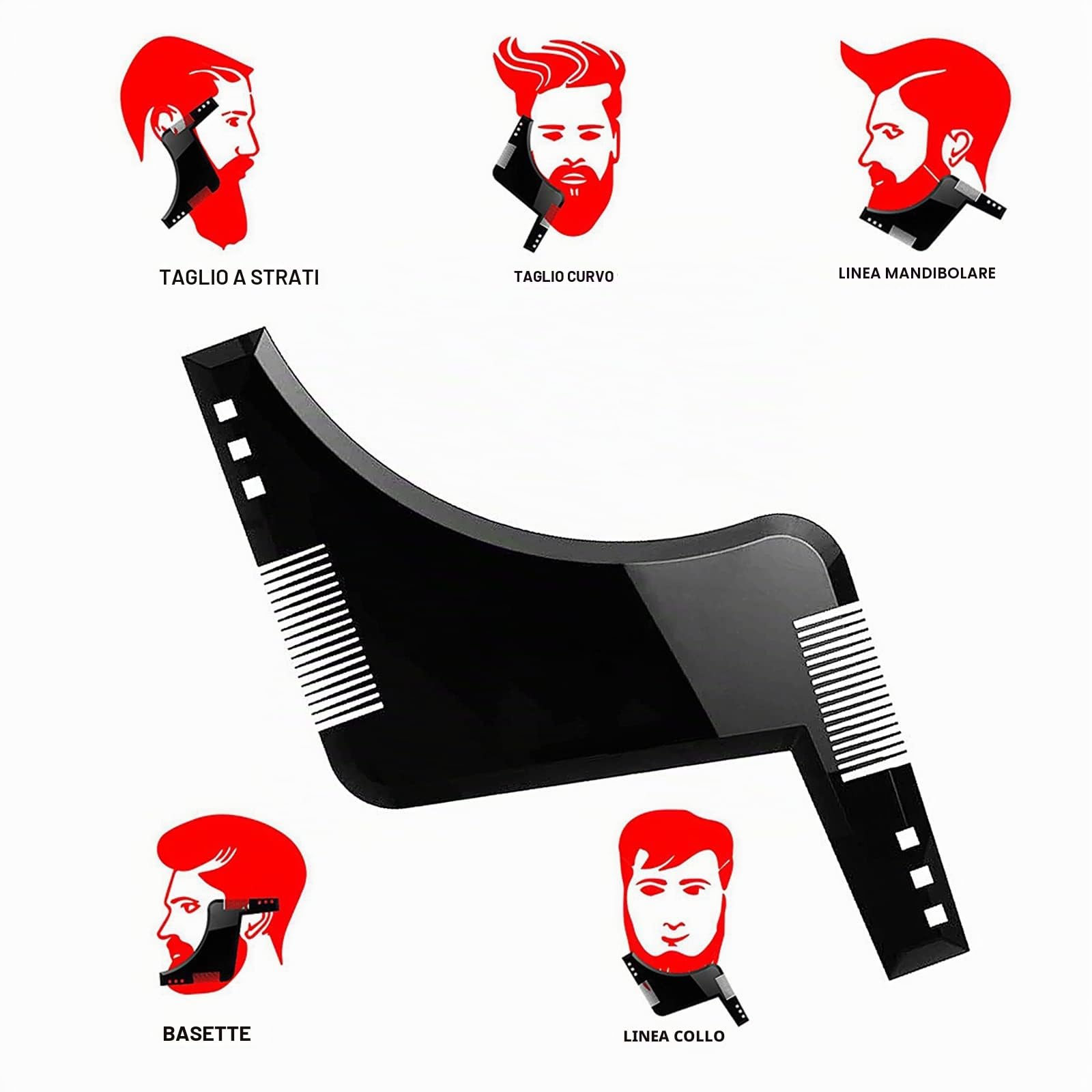 Pettine Stencil Barba,Signori pizzetto Collo Sagome per Barba Styling Tool per rasatura della barba.