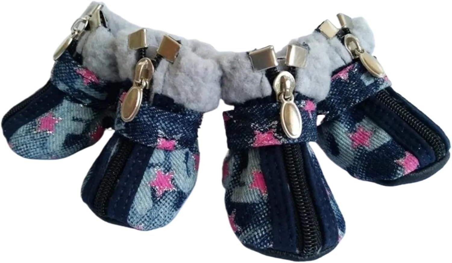 4 Pieces/Set Warm Dog Snow Boots Anti Slip Star Pattern Winter Dog Boots Wear-Resistant Comfortable Dog Cotton Shoes Fall Winter(Pink-3 Codes)