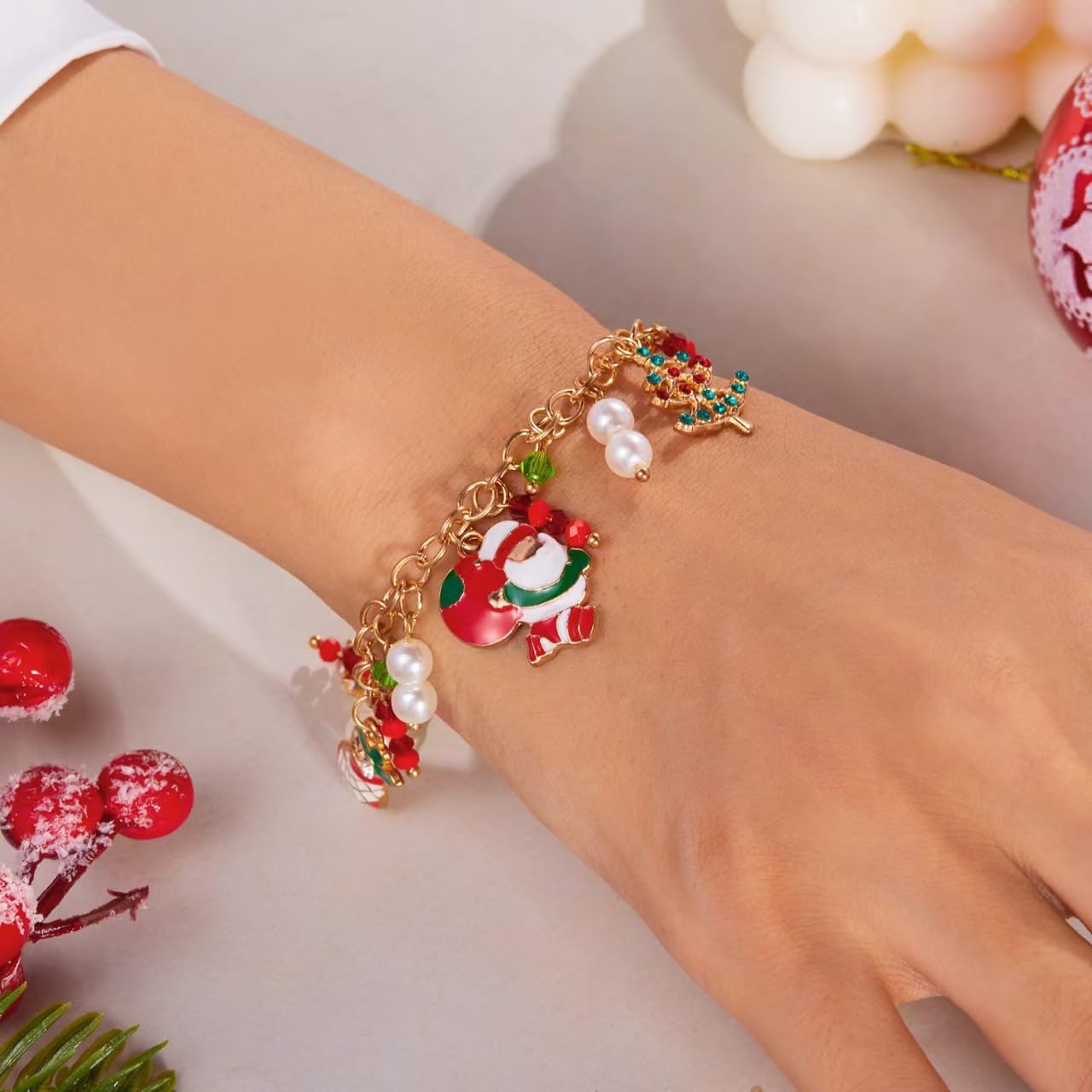 Christmas Bracelets for Women Xmas Charm Holiday Bracelets Jewelry - Image 2