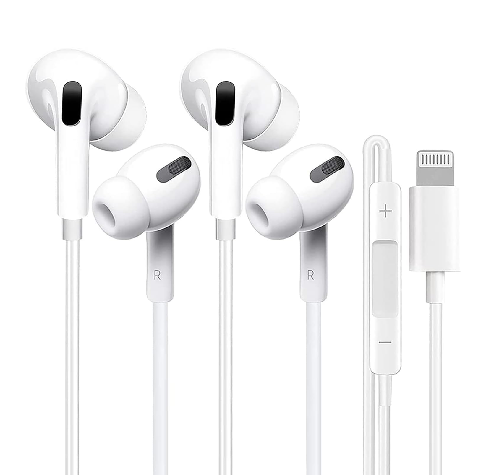 Słuchawki douszne z kablem do iPhone'a, 2 sztuki, certyfikat Apple MFi, kompatybilne z iPhone 14/13/12/11/XR/XS/X/8/7/SE/Pro/Pro Max