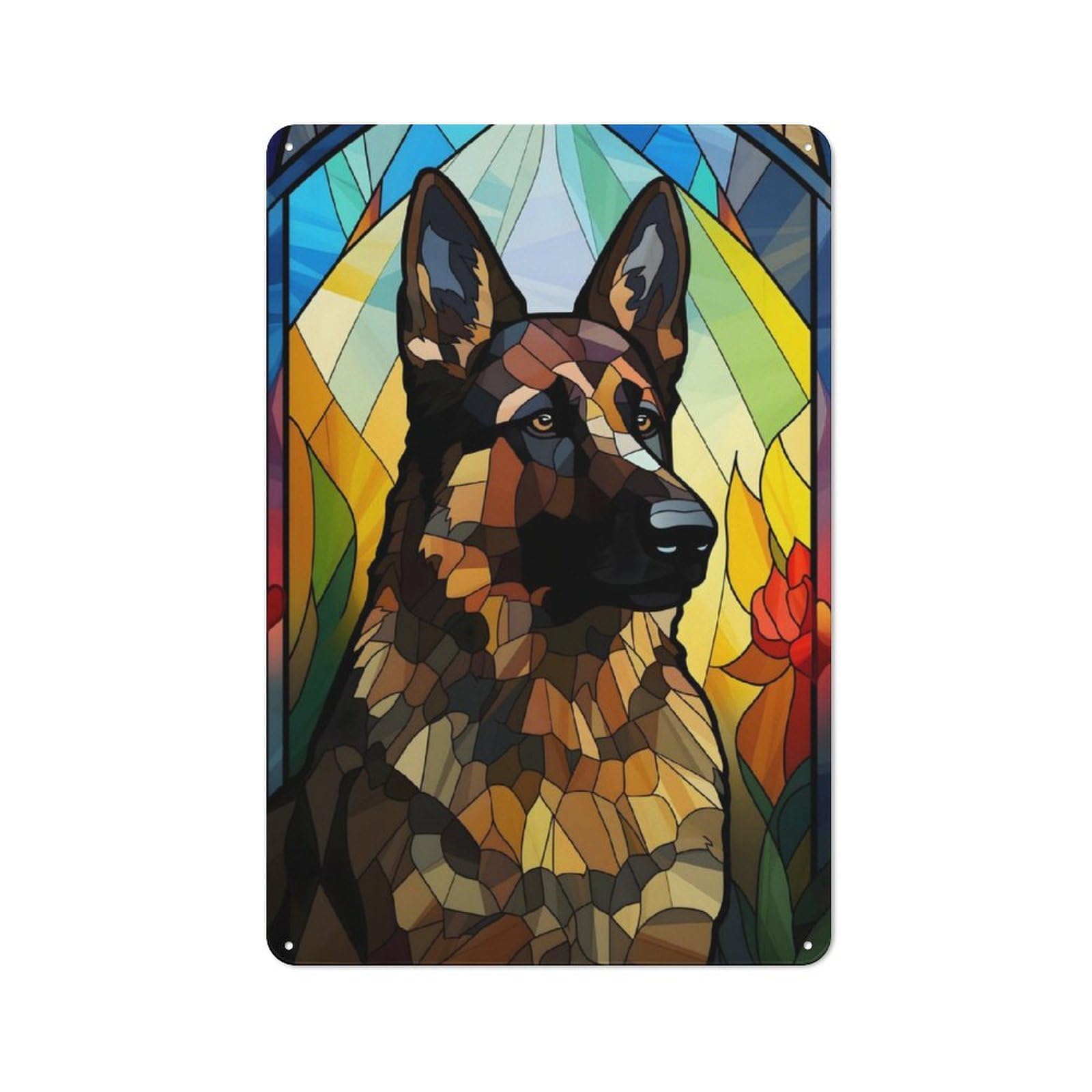 Junmoney German Shepherd Stained Retro Metal Plaque 30X20cm For Garage Or Workshop, Housewarming Wall Decor For People Furnishing Garage And Workshop