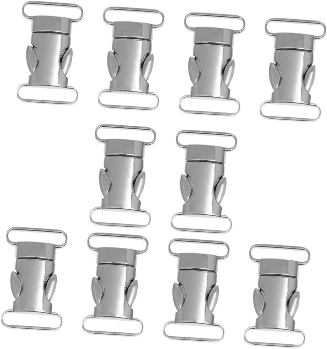 Tofficu 30pcs Side Release Silver Fasteners for Webbing Straps Engravable Accessories for Collars Bracelets