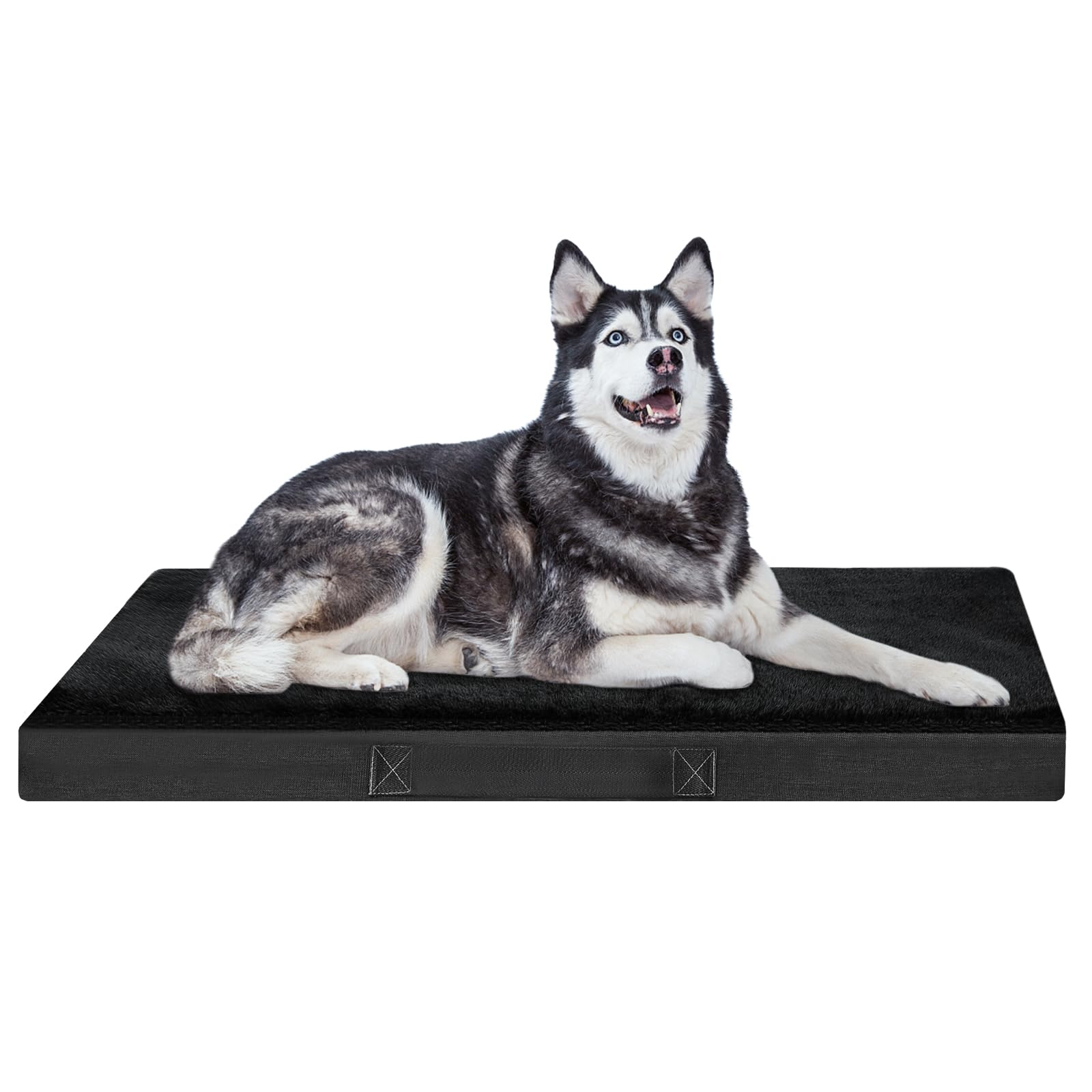 Nepfaivy Dog Bed Extra Large - Waterproof Orthopedic Dog Bed and Mattress for Dog Crate, 120×75×7.5cm Soft Medium Pet Bed with Removable and Washable Plush Covers, Black — image 1