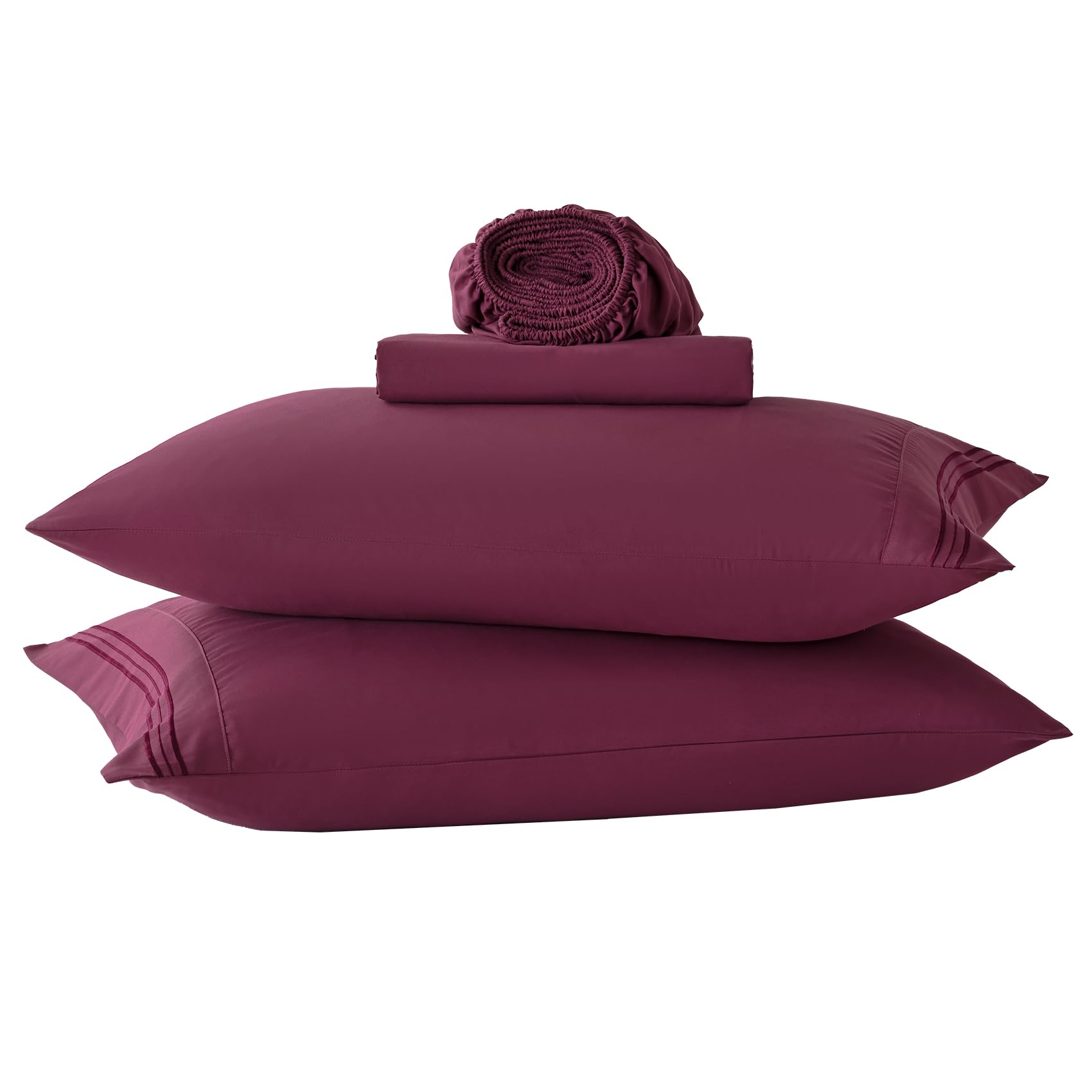Yibeizi Fuchsia Sheet Set Twin Size Kids Bedsheets Microfiber Deep Pocket Cute Bed Sheet Pillowcase Sets 3 Pieces