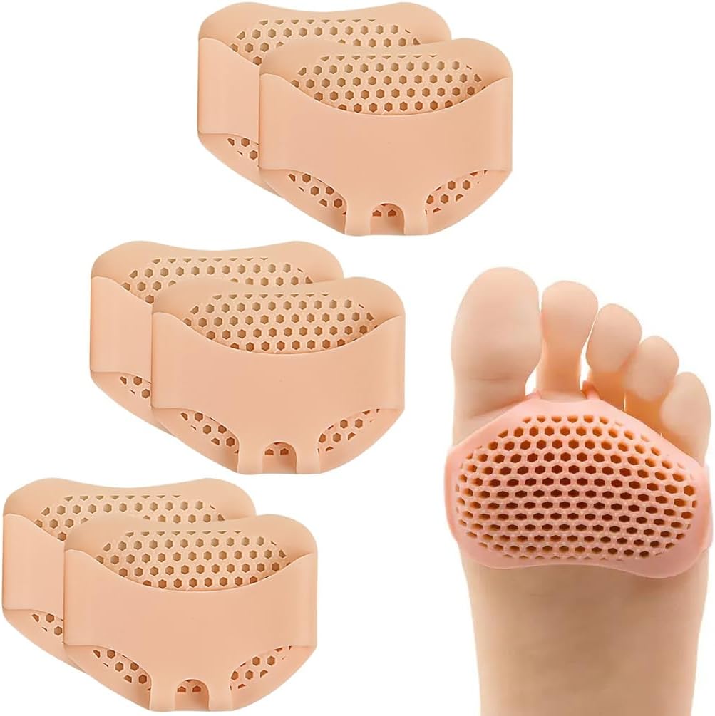 Palmilhas Metatarsais em Gel Sil Silicone – Alívio para Dor com 4 Almofadas Respiráveis, Ideais para Neuroma de Morton, Calos e Joanetes