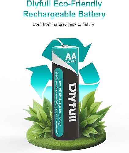 Miniatura 6 de DLYFULL Paquete de 8 baterías AA recargables con 2800 mAh de alta capacidad, baja autodescarga 1.2 V NiMH doble A batería precargada
