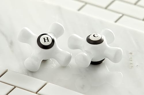 Miniatura 28 de Kingston Brass KB1601PX Heritage - Grifo de lavabo central de 4 pulgadas con mango cruzado de porcelana, cromo pulido Cromo pulido,Latón