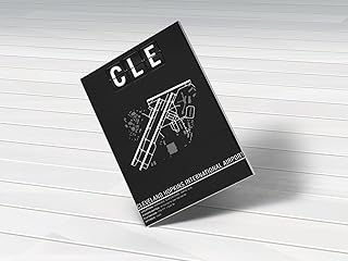 MG Global Hanging Canvas Print of CLE Cleveland Hopkins International Airport Map | 8x12 12x18 16x24 20x30 24x36 Minimalist Wall Art for Gift | Minimalism Home Office Decor