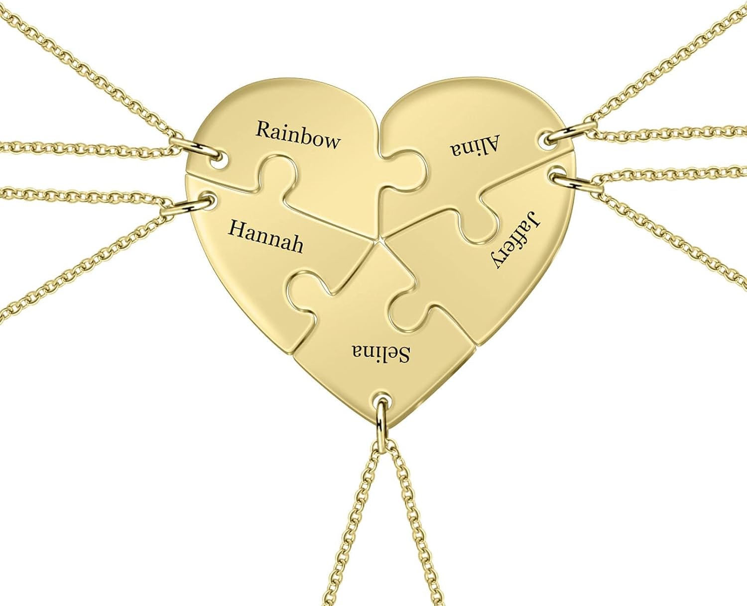 MissNaNa 19.7" BFF Necklace Personalized Best Friend Necklace Customized Heart Puzzle Necklace for 2/3/4/5/6 Friendship Necklaces Puzzle Piece Necklaces BBF/Family/Sister