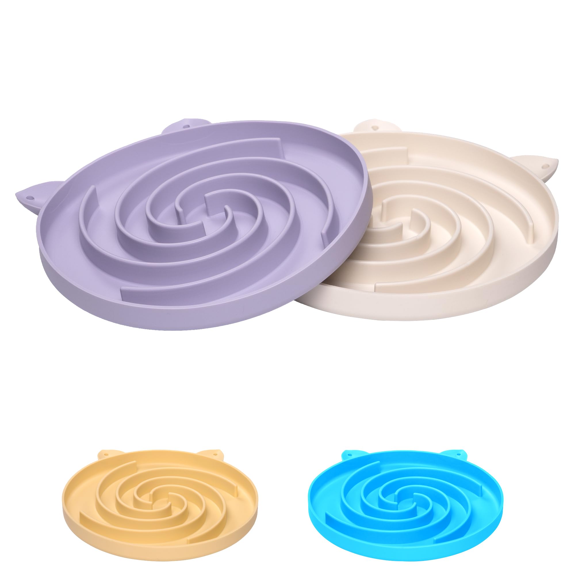 Bifeaw Slow Feeder Cat Bowl, Easy to Clean Silicone Bowl, Ideal for Dry and Wet Food (Purple and White)