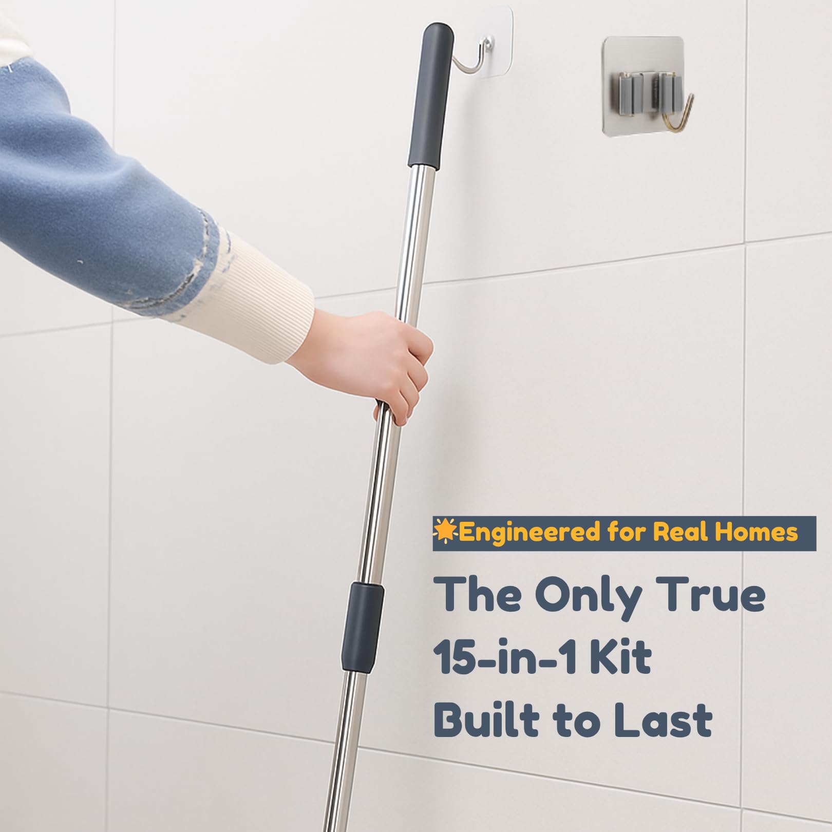 15-in-1 Electric Scrub Brush Cordless Power Scrubber for Bathroom Tile Grout Cleaning Waterproof Cleaning Brush with Extension Handle — view 6