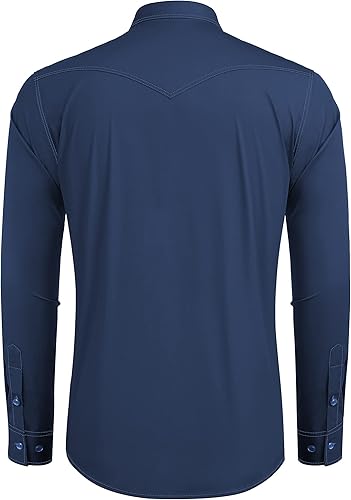 Miniatura 5 de COOFANDY Camisa vaquera de manga larga para hombre, de algodón, con botones, estilo casual, con bolsillos