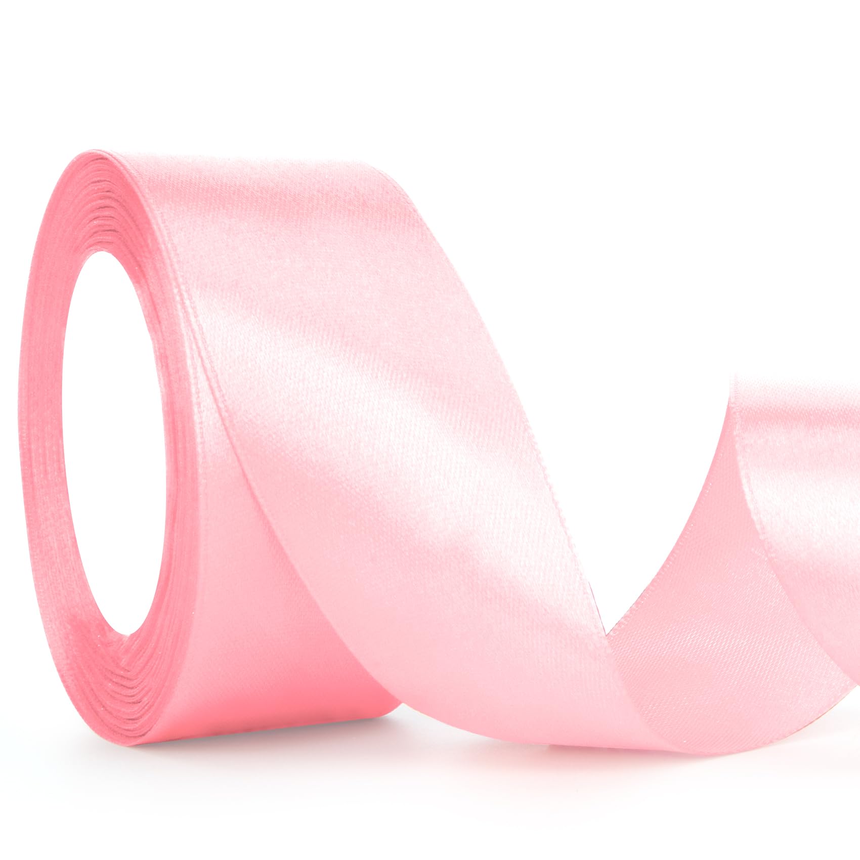 Baby Pink Ribbon Ribbons for Gift Wrapping 4cm*23m Light Pink Ribbon Christmas for Balloons Pastel Streamers Satin Wedding Decorations Thick Ribbons for Crafting Wedding Card Box Hair