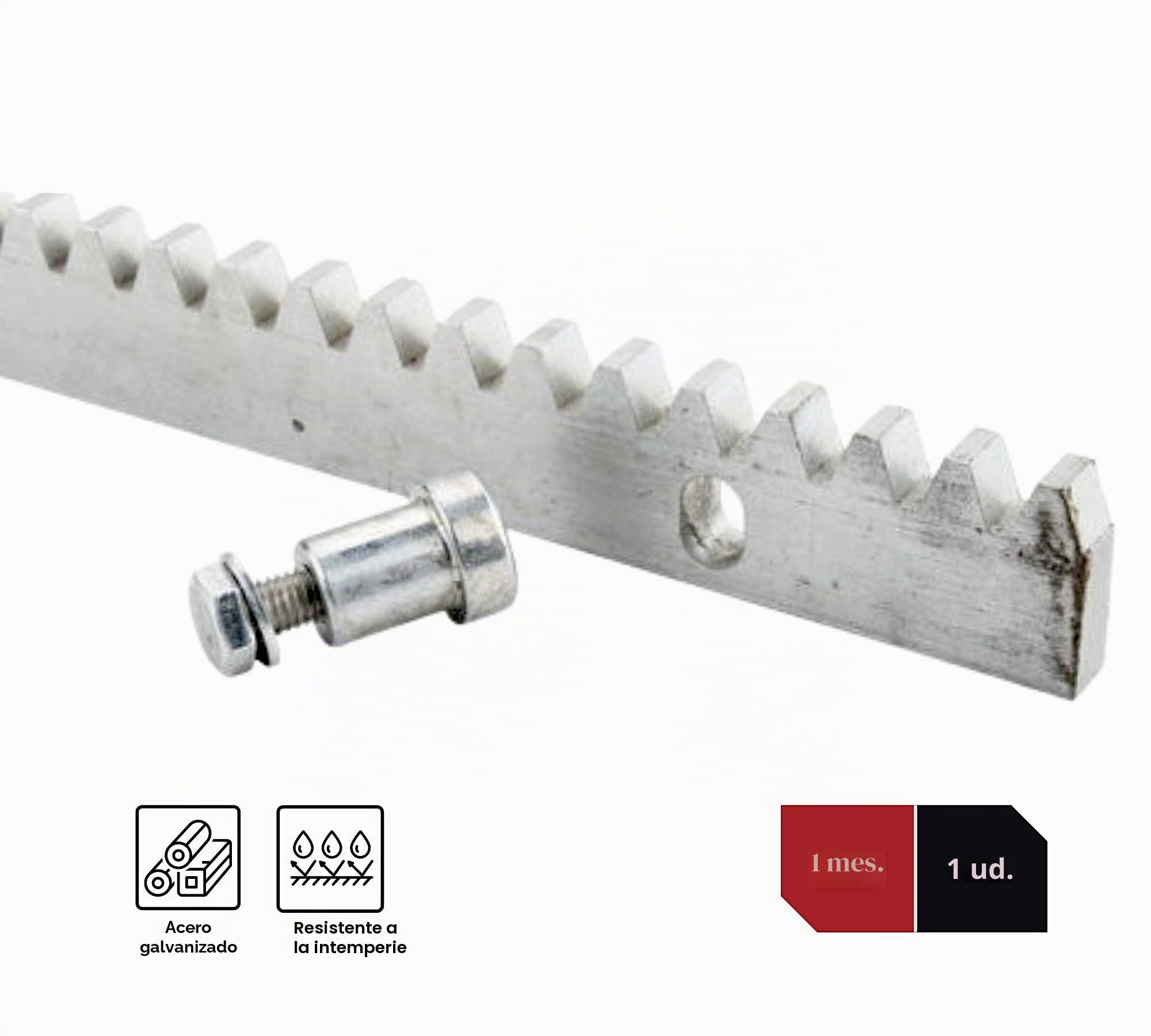 DOJA Industrial | Cremallera Puerta Corredera | Modulo 4 | 1 Metro | 1 unidad | Barra Dentada Acero Galvanizado Compatible con Cualquier Motor | Uso: Puertas Correderas, Puerta Garaje Automatica
