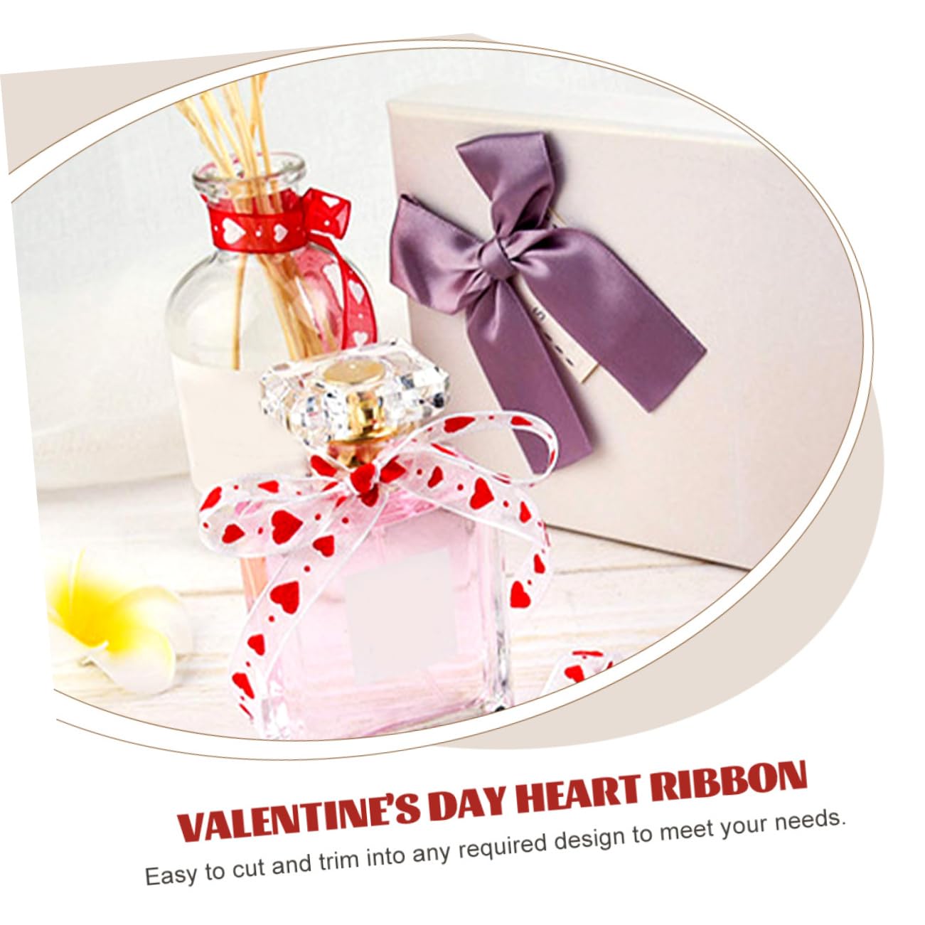 Lurrose 3 Sätze Valentinstag Banddekor Strasssteine Hochzeitsband Valentinsgrüße Gold Sackleinen Herz Schleife Liebe Valentinstag Bänder Verpackungsband Aufkleber Polyester 3 Rollen * 3